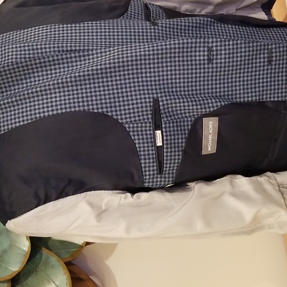 Michael Kors Men's 2 Button Blazer Sport Coat Jacket Navy Steel Blue Tattersall. - Picture 6 of 11